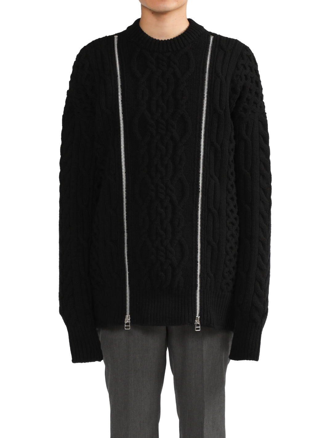 ZIP FISHERMAN KNIT SWEATER