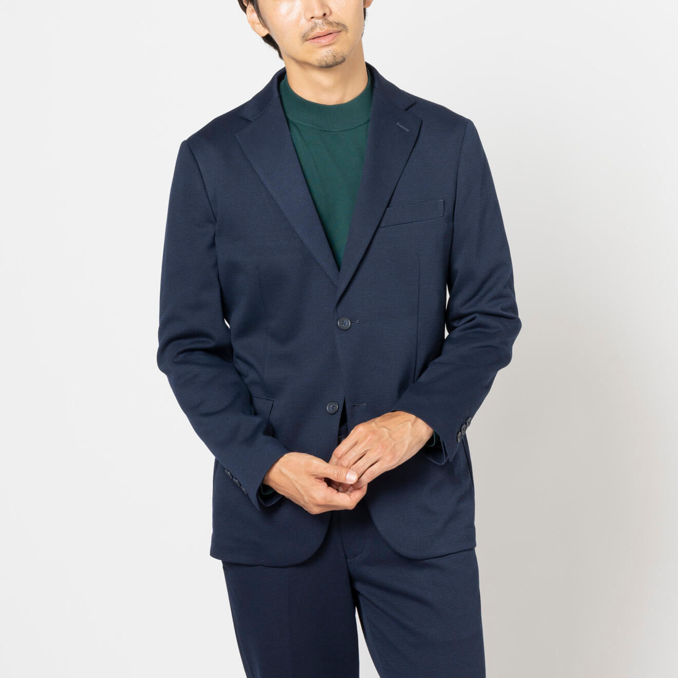 ハイゲージニットセットアップジャケット ネイビー千鳥 | ONLY ONLINE