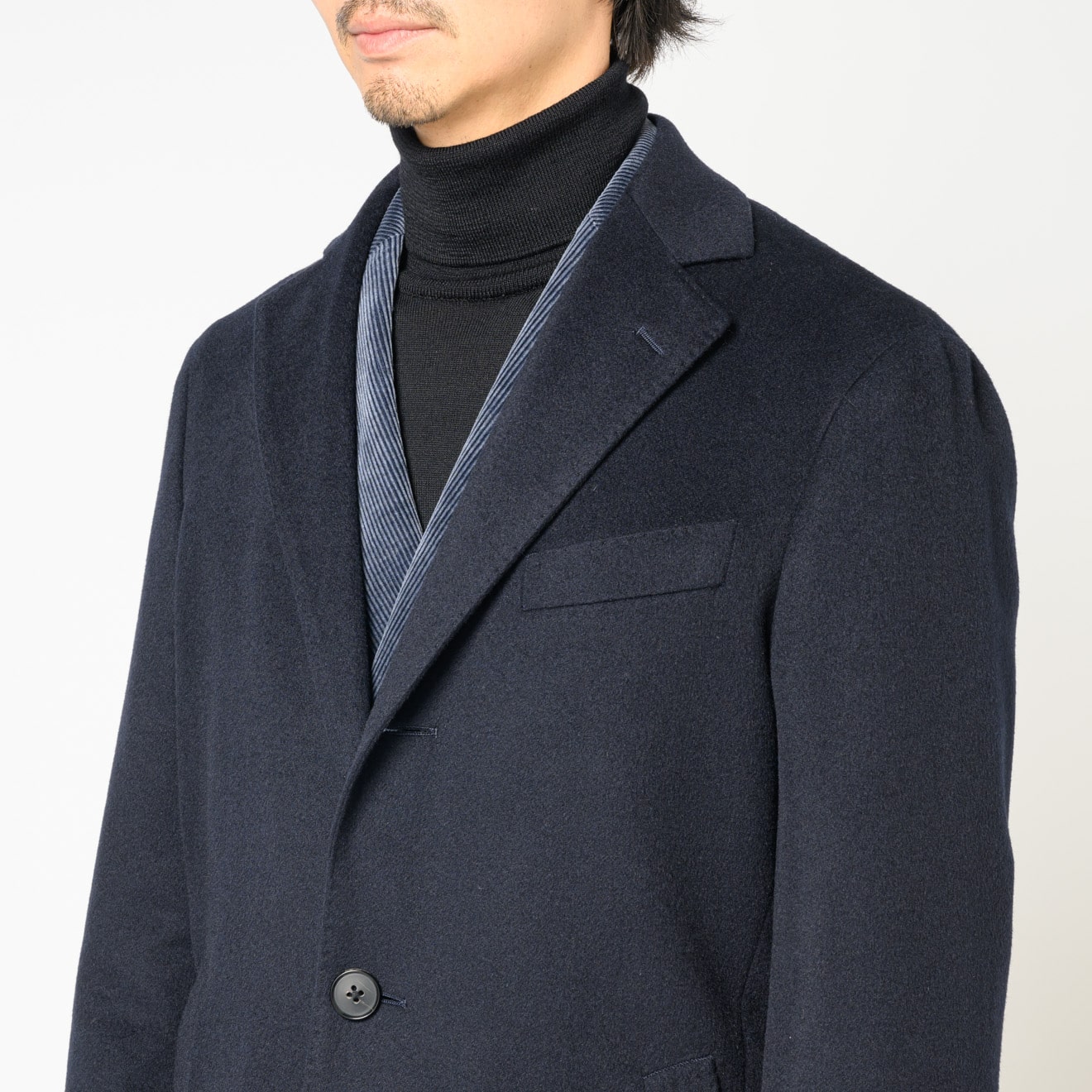 テーラーズC カシミヤ100% シングルチェスターコート ネイビー | ONLY