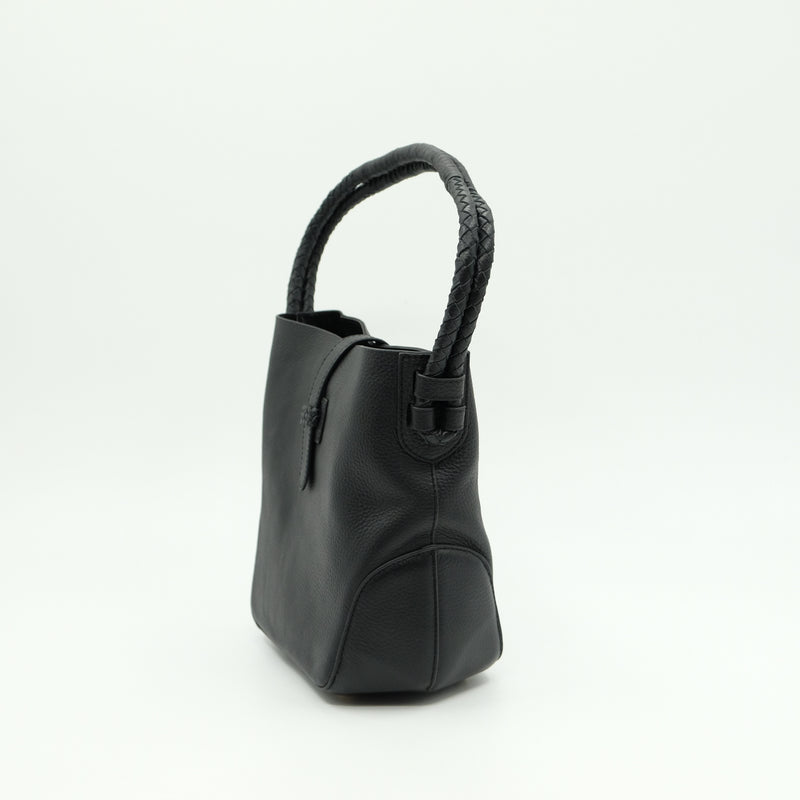 masoin de soil メゾンドソイル GRAINED LEATHER ONE HANDLE BAG Black
