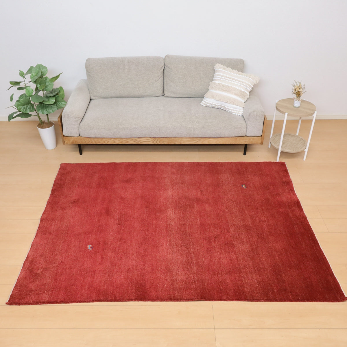 ゾランヴァリ,ギャッベ,210×152cm｜ペルシャ手織りラグ,無地レッド