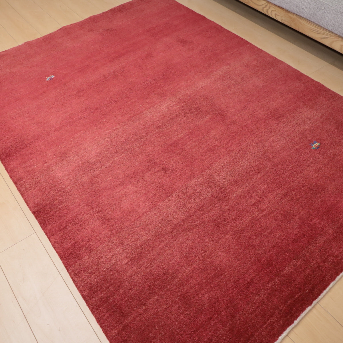 ゾランヴァリ,ギャッベ,212×150cm｜ペルシャ手織りラグ,無地レッド