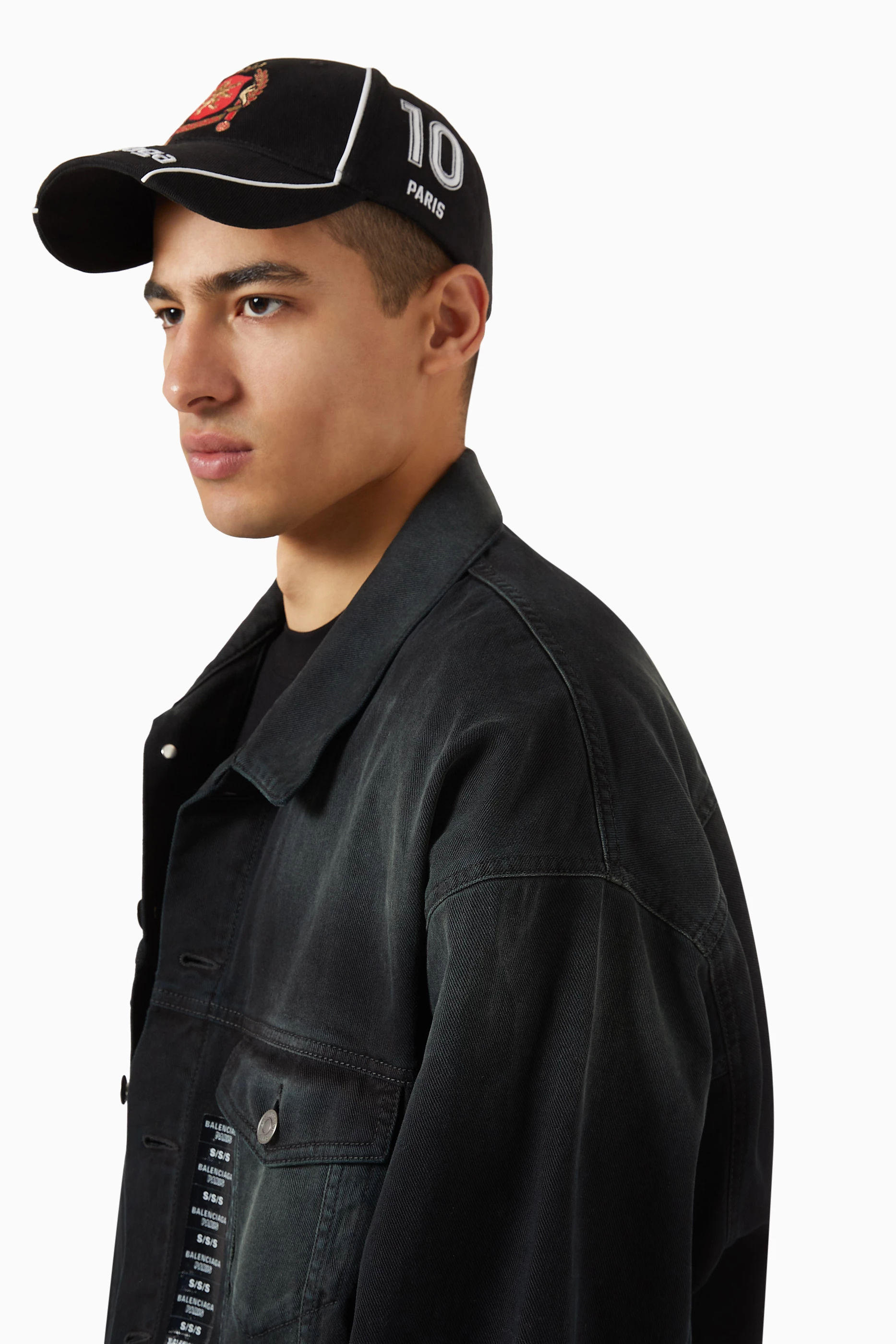 Buy Balenciaga Black Paris Soccer Cap in Cotton Drill For Men