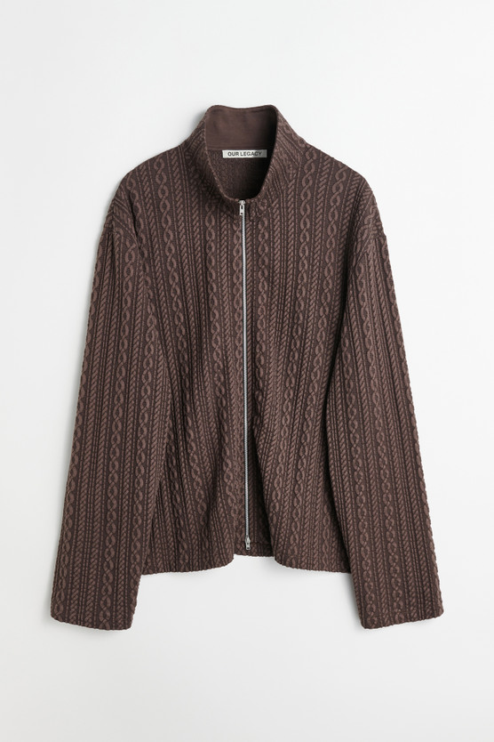 Our Legacy - Shrunken Fullzip Polo Indulgent Choco Cable Jacquard