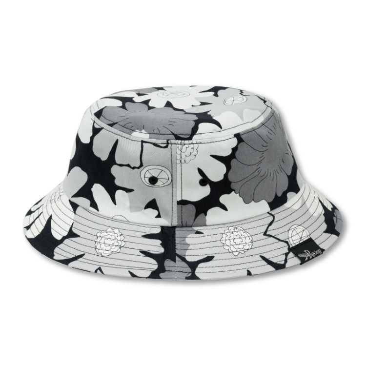 花柄 バケットハット ＜秋桜/白黒＞ | 京友禅アロハシャツ【Pagong