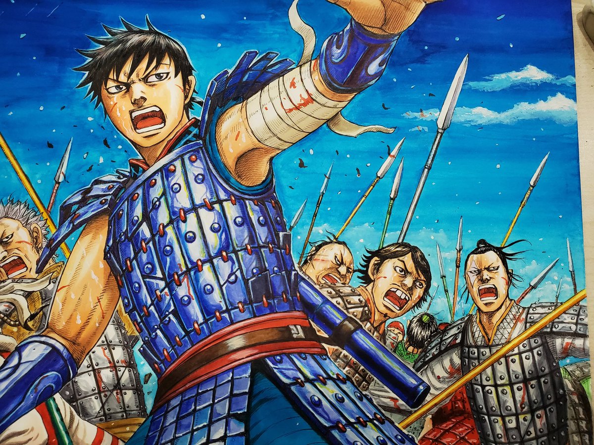 キングダム展では最後にカラー原画コーナーがありますが、退色防止の