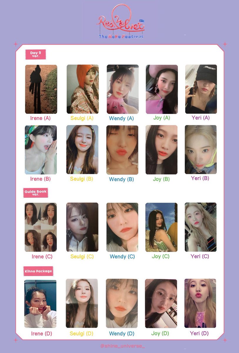 Red Velvet 'The Reve Festival' Day 2 Photocard. Irene Seulgi Wendy
