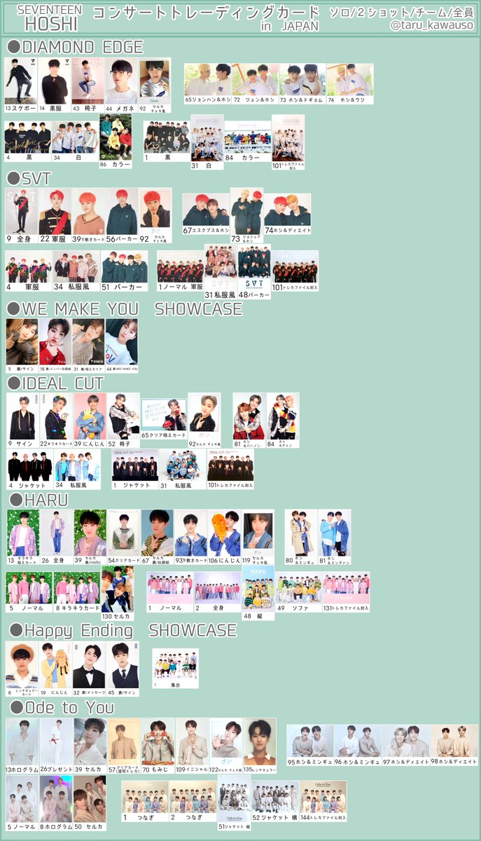 SEVENTEEN セブチ ホシ イルコン ショーケース 過去トレカ一覧 交換の