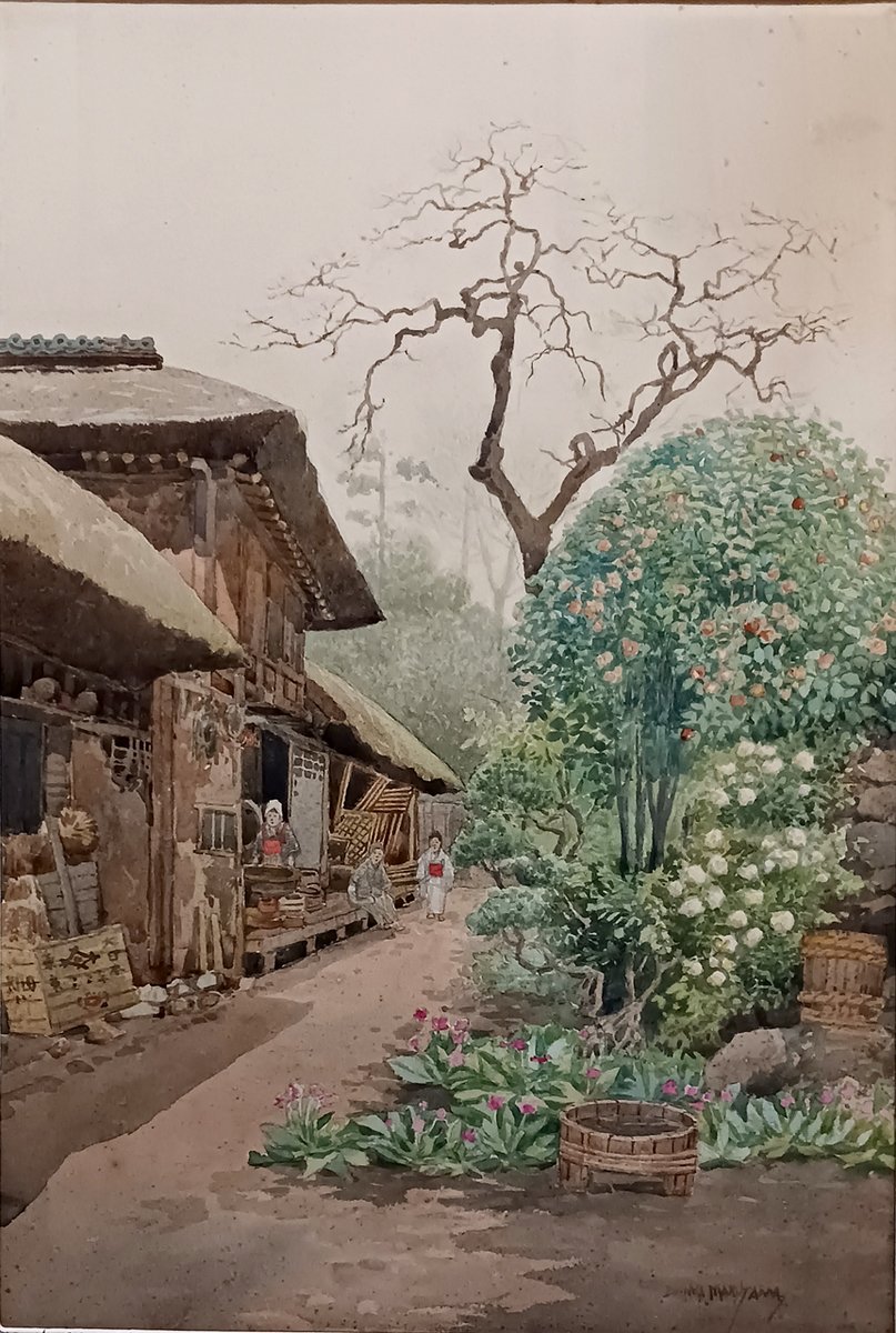 丸山晩霞 の水彩画です。アメリカで購入されたものが、日本に戻って来