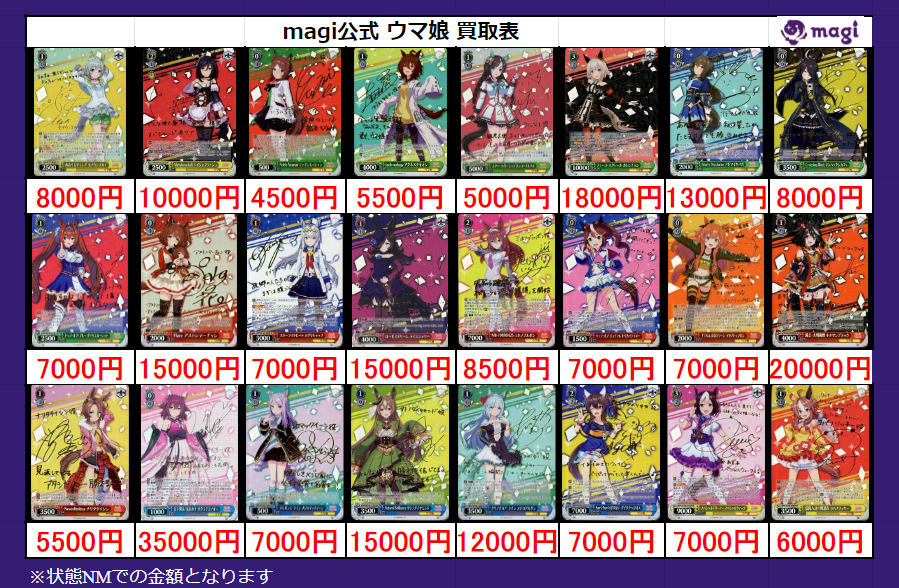 🐎ヴァイス買取情報🐎】 ウマ娘の買取表を更新しました‼ フィーユ