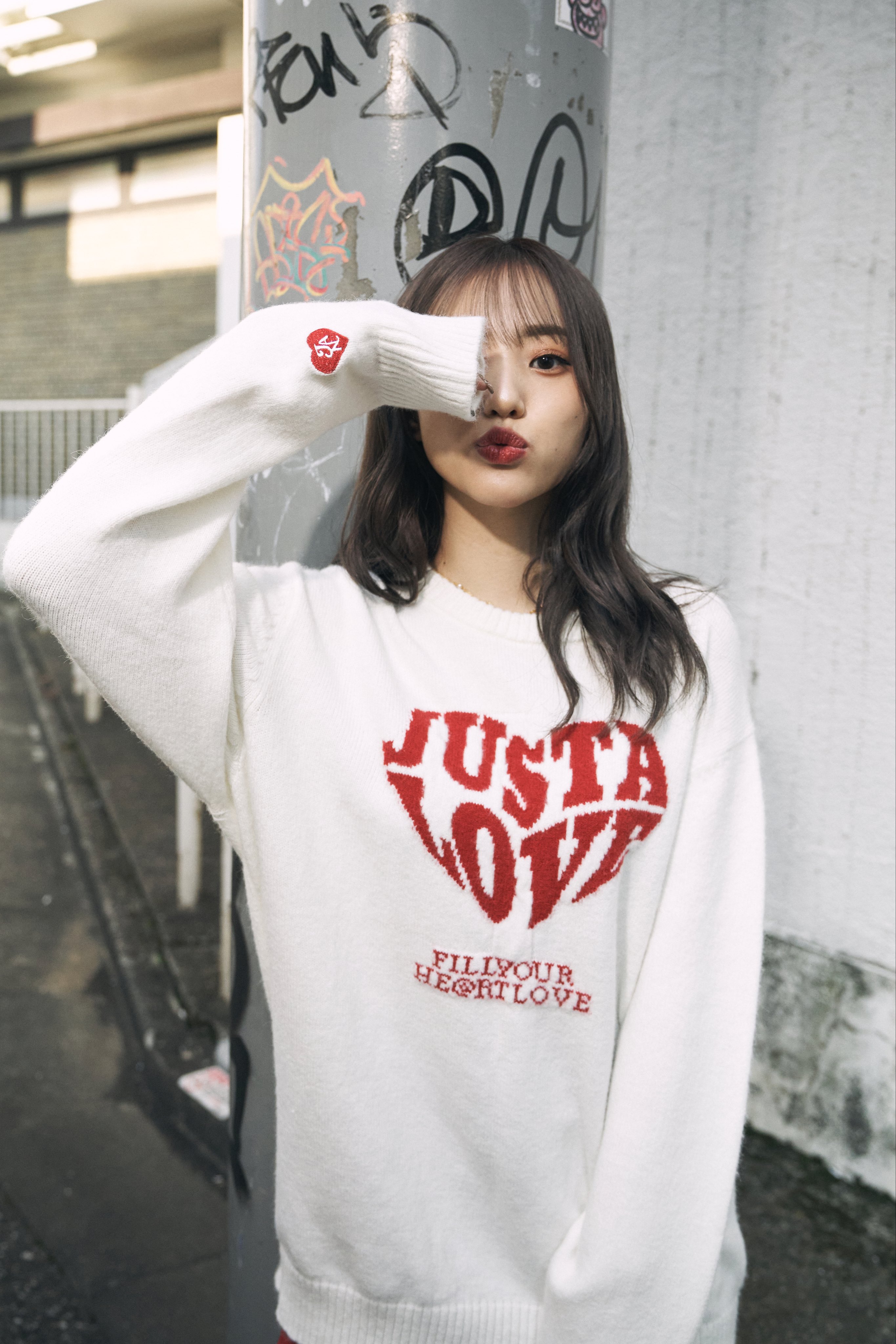 Just a noon チェックロゴワンショルスウェット JUST A NOON（ジャスト