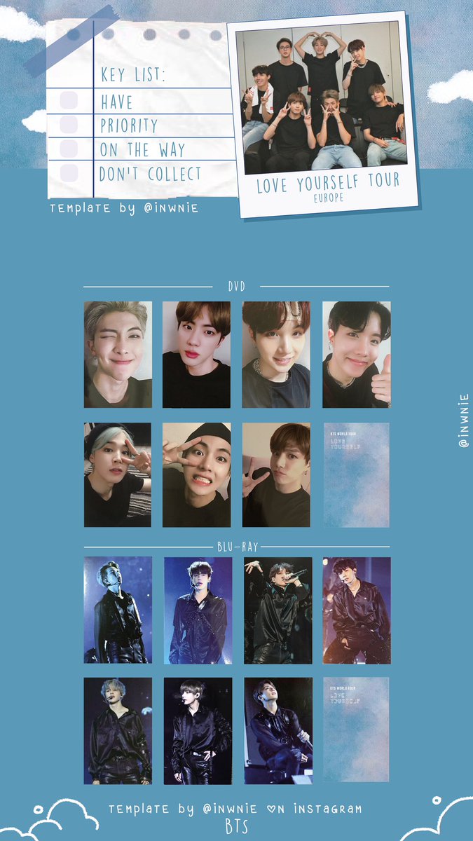 bts love yourself europe tour photocard templates dvd and bluray
