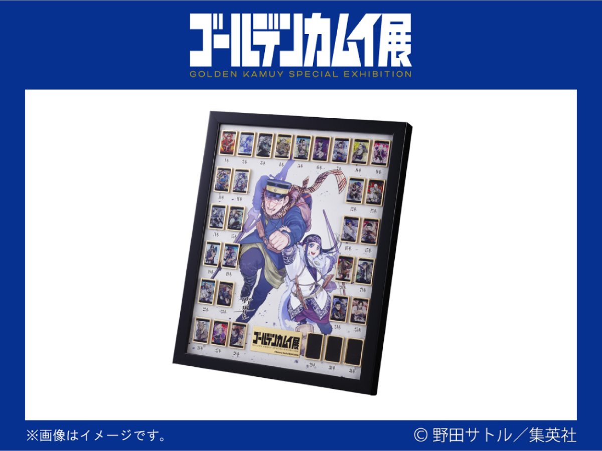 ゴールデンカムイ全巻ピンズセット 本編全巻 全巻収納ボックス ゴールデンカムイ展 グッズ情報 <受注商品> 額装付き全巻ピンズセット
