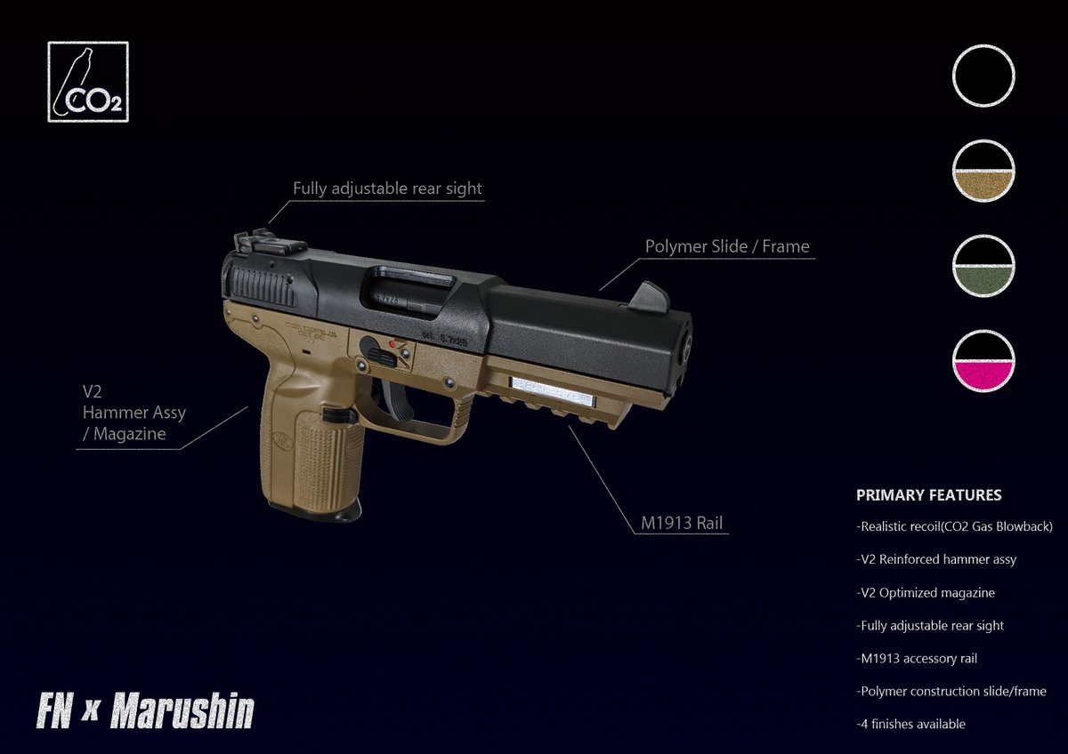 ガスガン出荷情報 #FN57 CO2ガスブローバック『FN Five-seveN V2』を