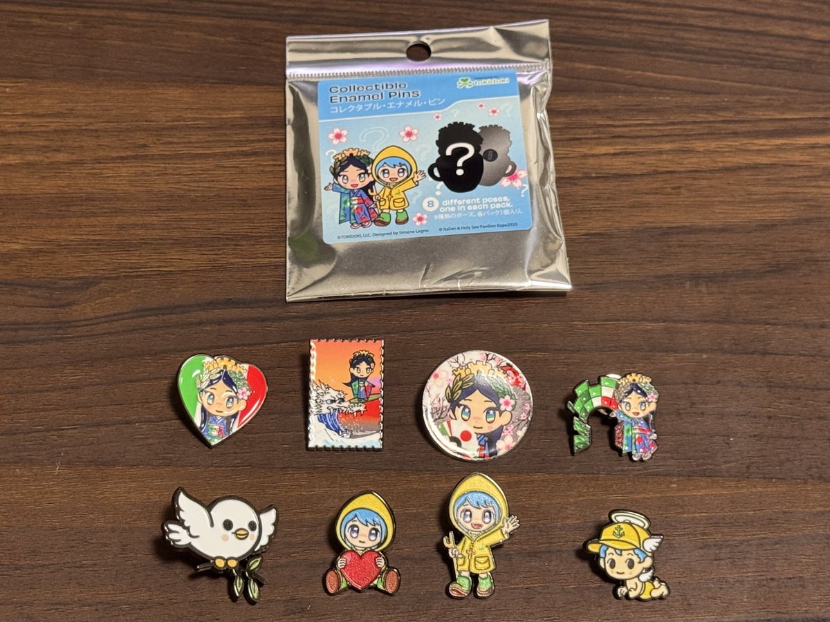 イタリア館ピンバッジ。3つとも欲しかったのと違いました