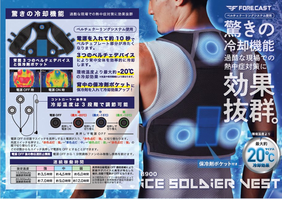 新商品のご案内です！ 【8900アイスソルジャーベスト】 背中上部・両脇