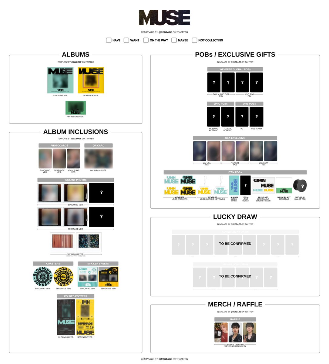 BTS JIMIN MUSE PC PHOTOCARD WISHLIST TEMPLATE ✨ ⭐️ MUSE