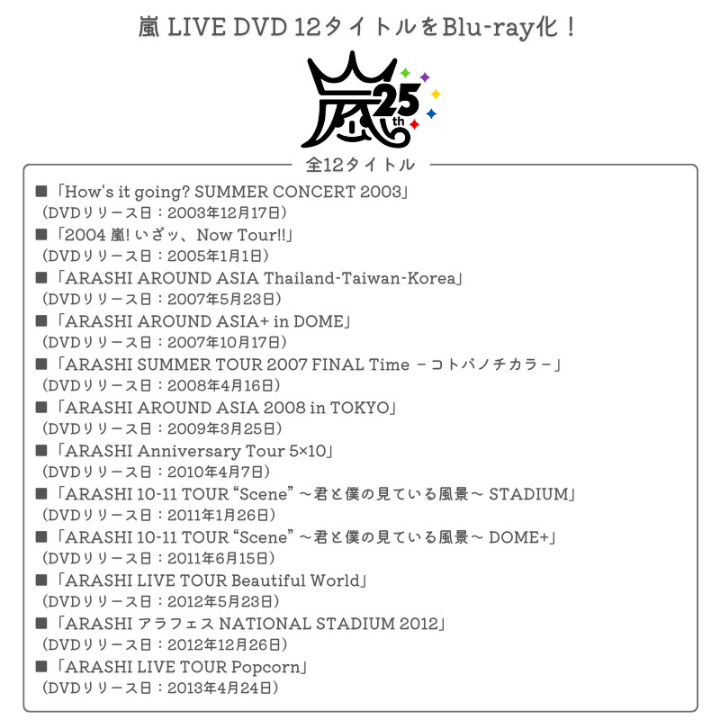 情報解禁】 📀11/3発売 嵐 LIVE DVD 12タイトルをBlu-ray化！ 「How's