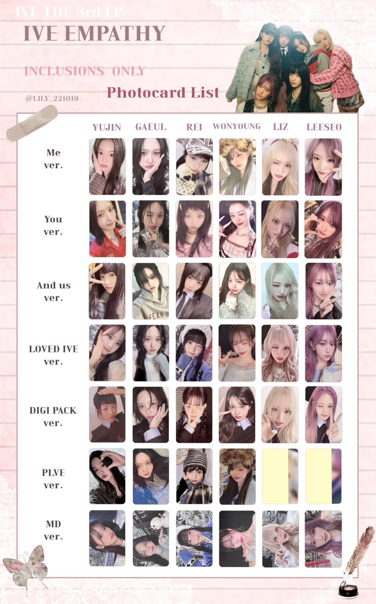 IVE EMPATHY】 封入&特典 トレカ 一覧 💌Photocard List ビジュアル