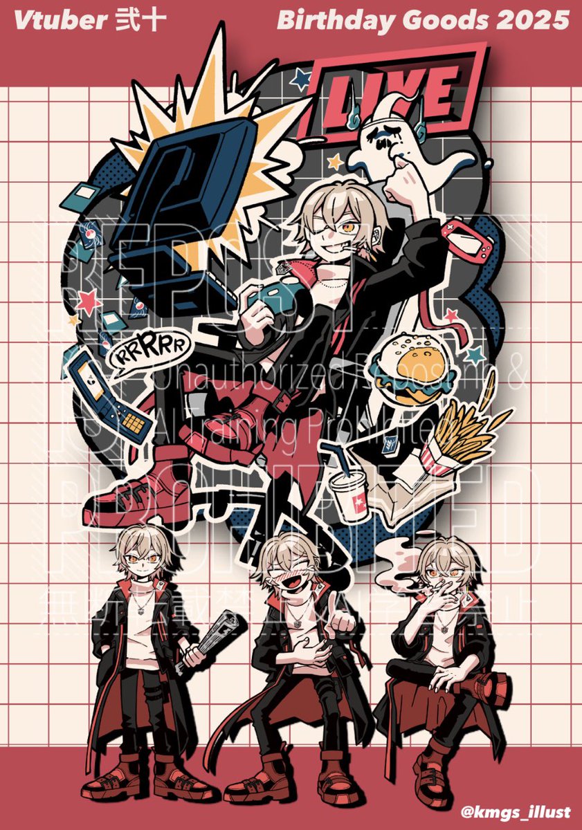 works】 Vtuber 弐十様のバースデーグッズのイラストを制作させて