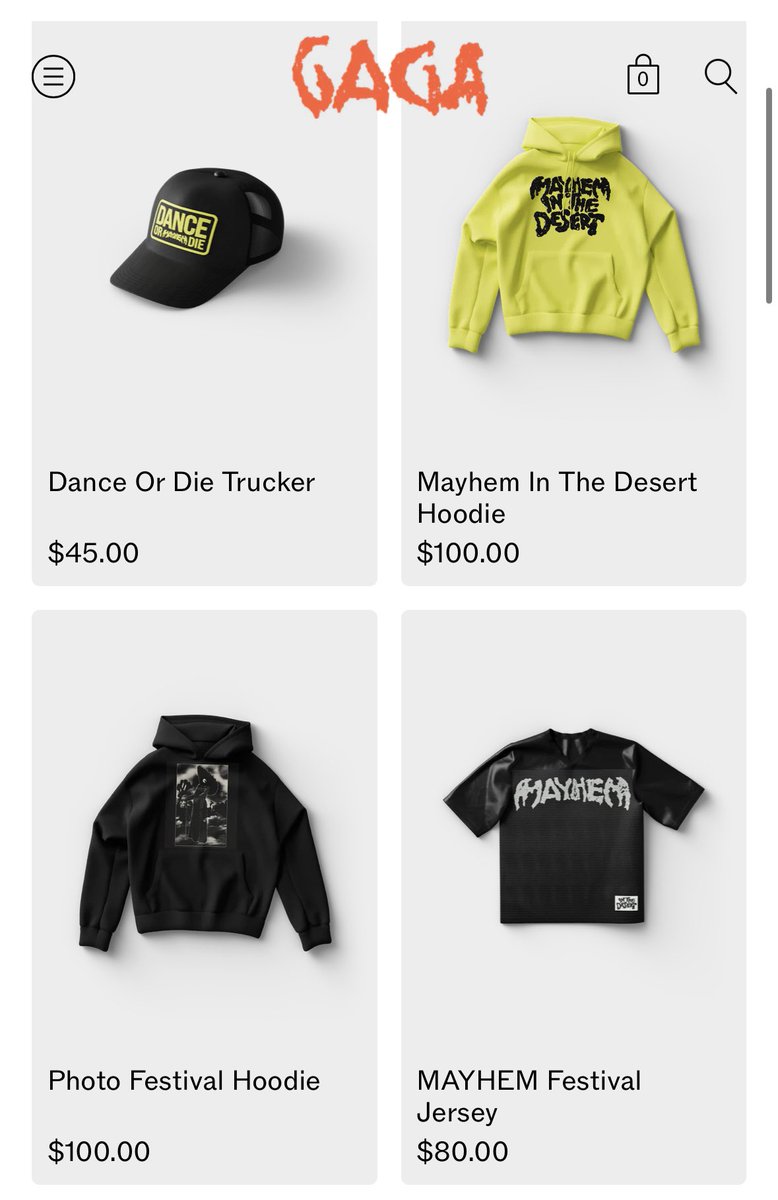 レディー・ガガ の公式ウェブサイトで、『MAYHEM』グッズが発売