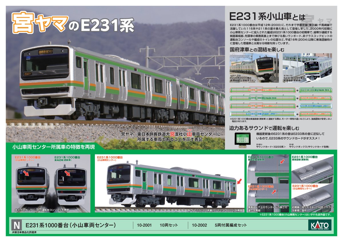 KATO E231系1000番台「小山車両センター」のご紹介。E231系近郊型の