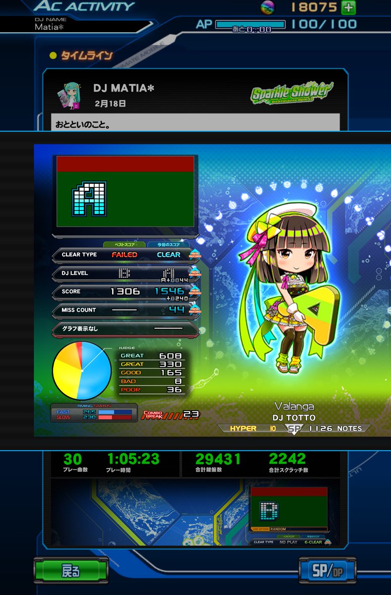 2月になったので音ゲーマーフォロー祭 おとといのリザルト。 SPは