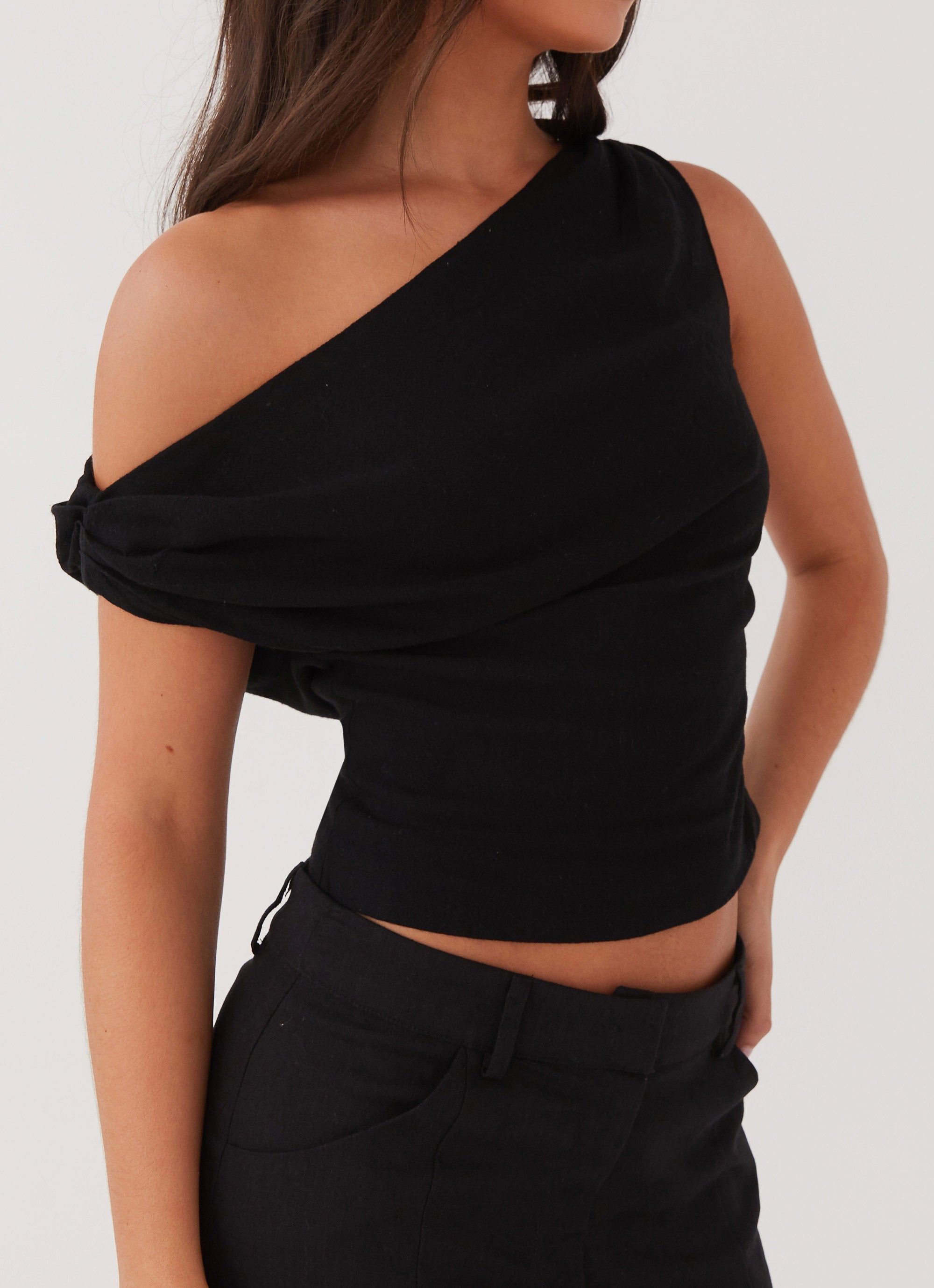Marissa Linen One Shoulder Top - Black – Peppermayo Canada
