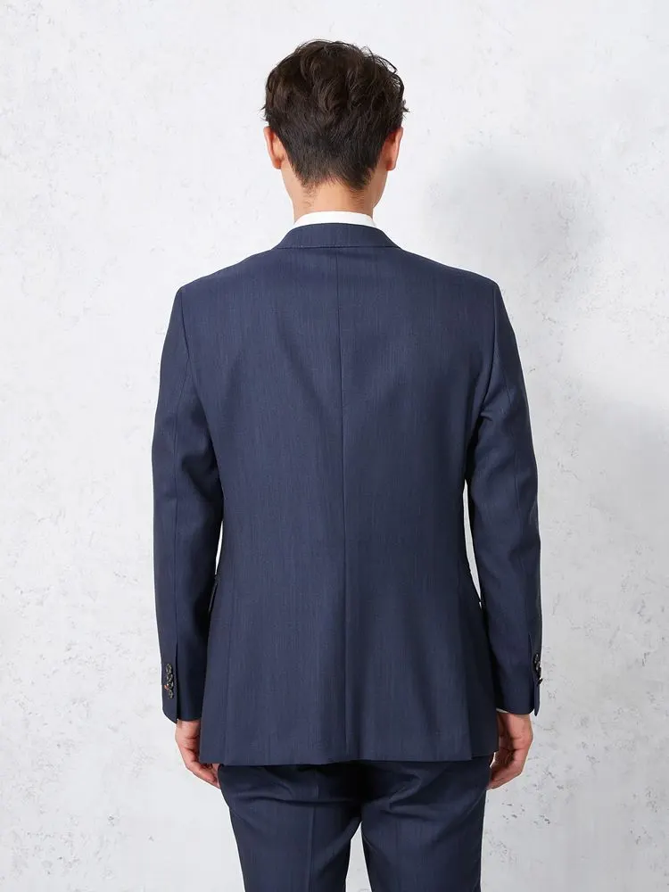 ネイビー EDWIN ウール混デニムライク ジャケット ブラック/ベージュ