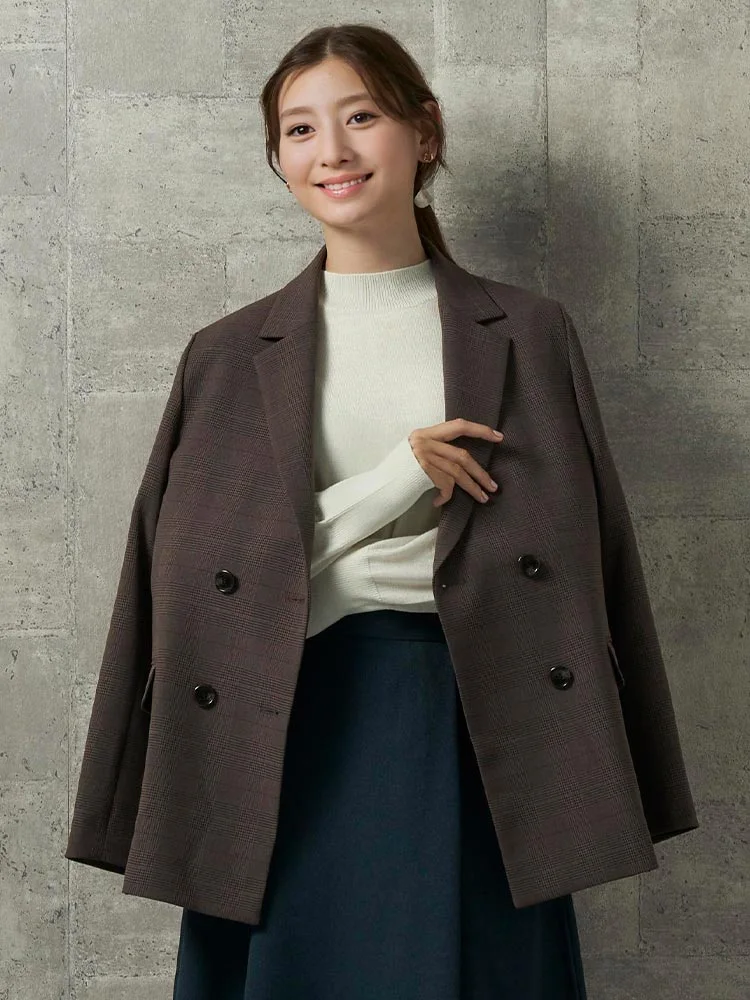 ブラウン オータムチェックスーツ【My wardrobe】ダブルジャケット