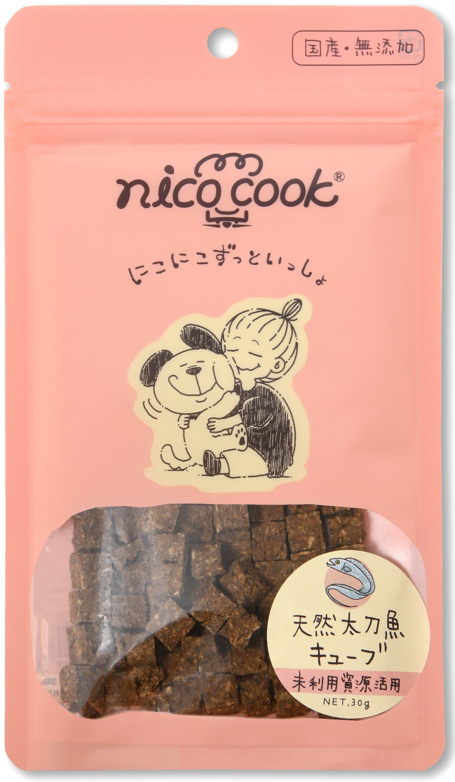 nico cook 国産天然太刀魚キューブ 犬猫兼用 30g: 900｜業務用