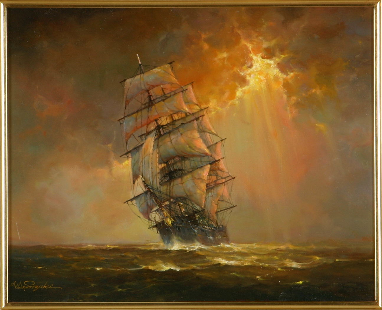 鈴木政輝 「ベニス」 油彩画 額装 昭和の絵画 鈴木政輝 「ベニス