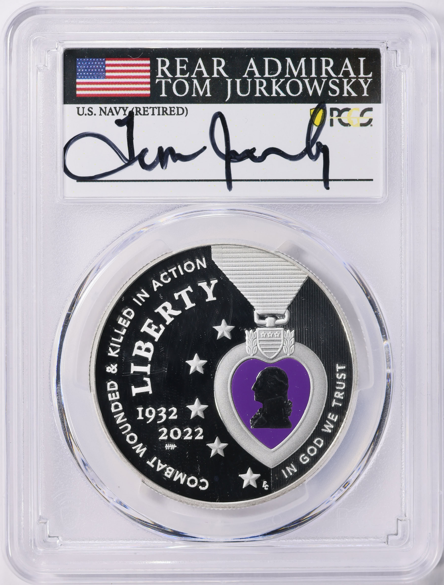 2022-W National Purple Heart Hall of Honor Colorized Silver Dollar