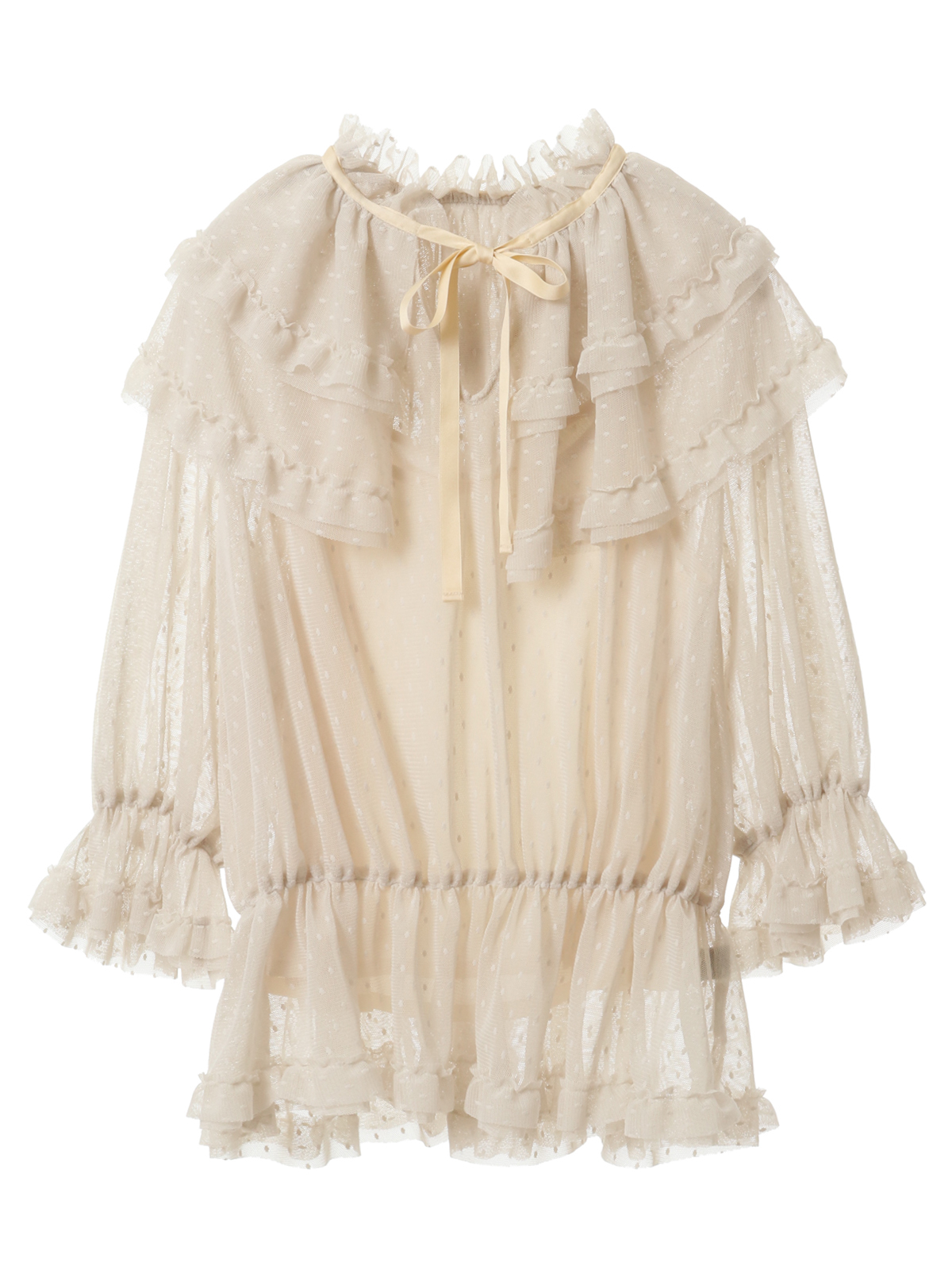 ドットチュールフリルギャザーブラウス｜ピンクハウスオフィシャル