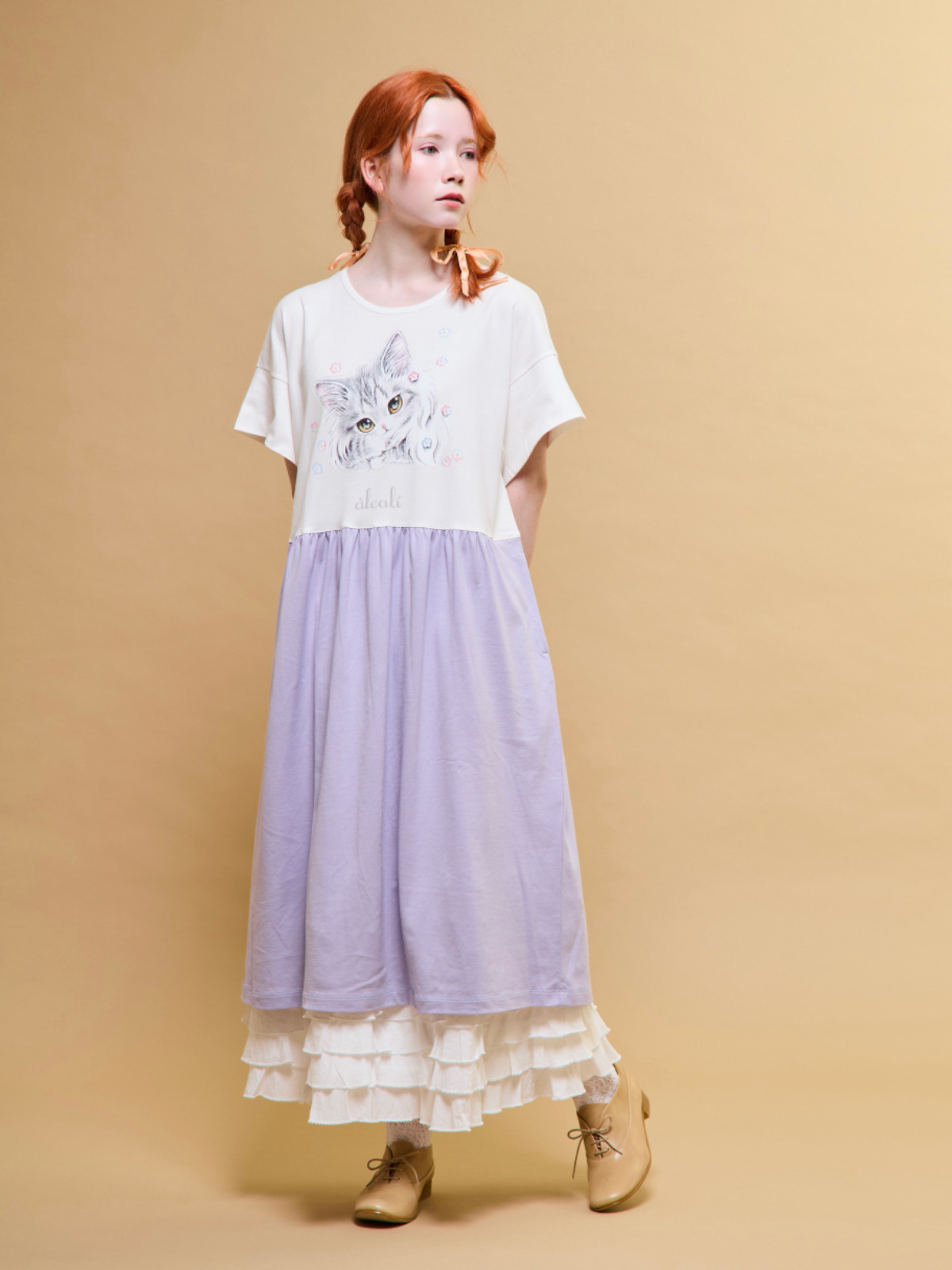 alcali x のこねこ」コラボプリントワンピースB｜ピンクハウス