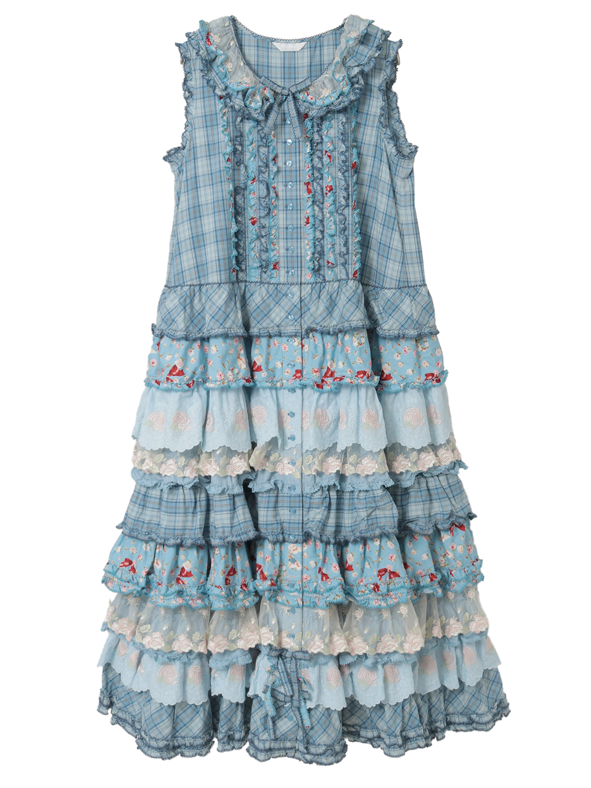 ローズレース使いミックスパッチワークワンピース｜ピンクハウス