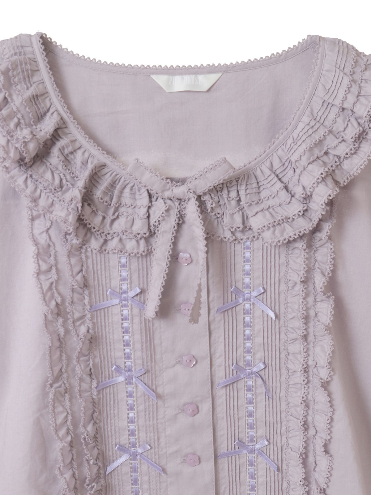 はしごレース＆サテンリボン使いローンブラウス｜ピンクハウス