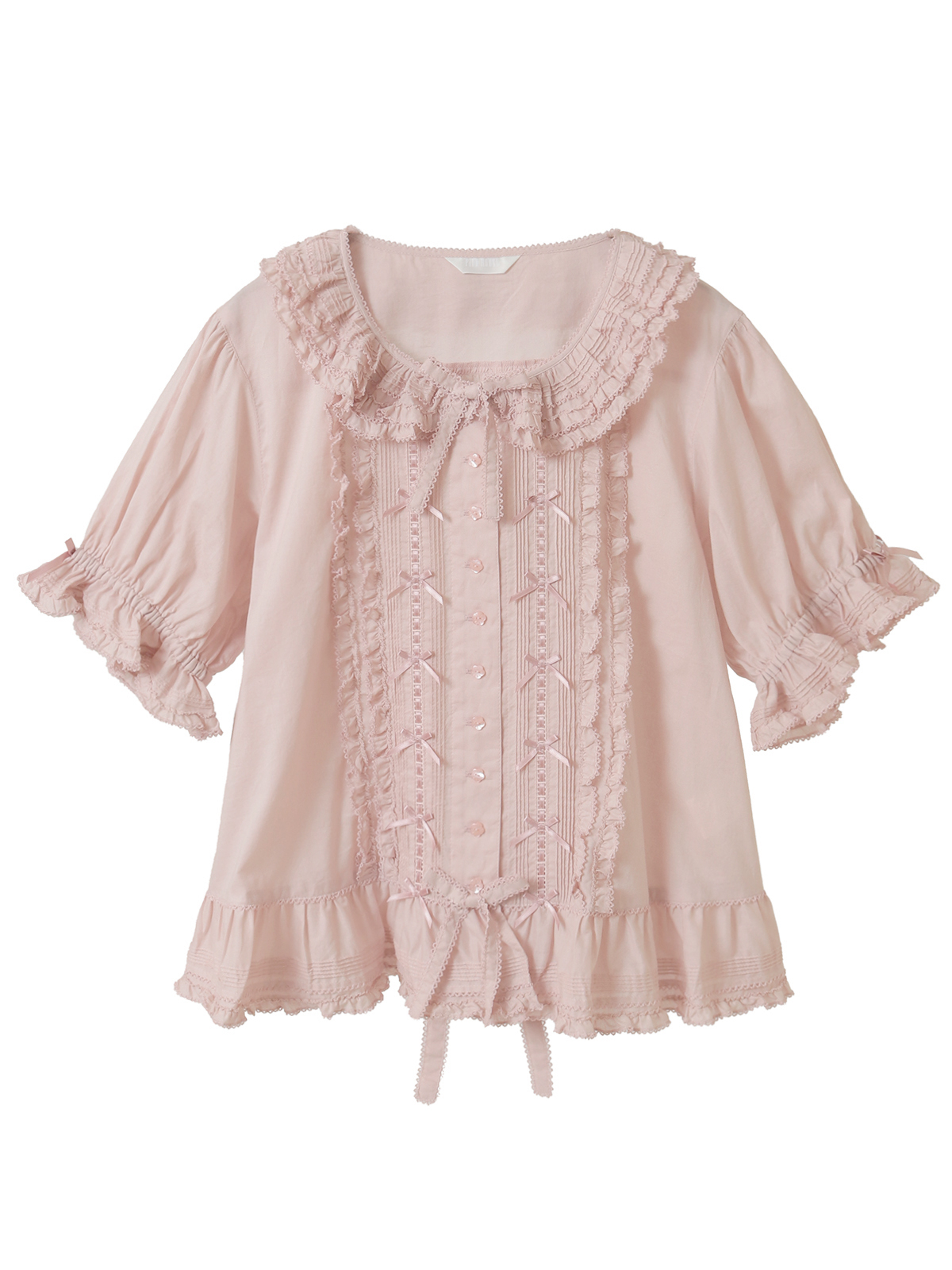 はしごレース＆サテンリボン使いローンブラウス｜ピンクハウス