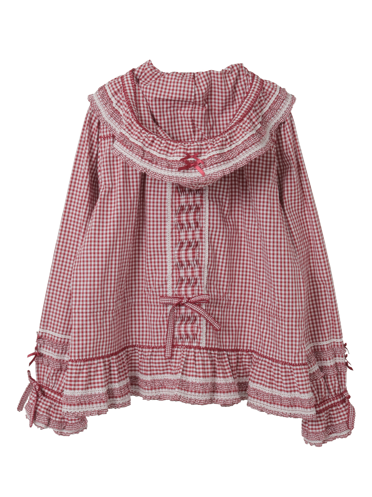 ギンガムチェックフード付きオーバーブラウス｜ピンクハウス