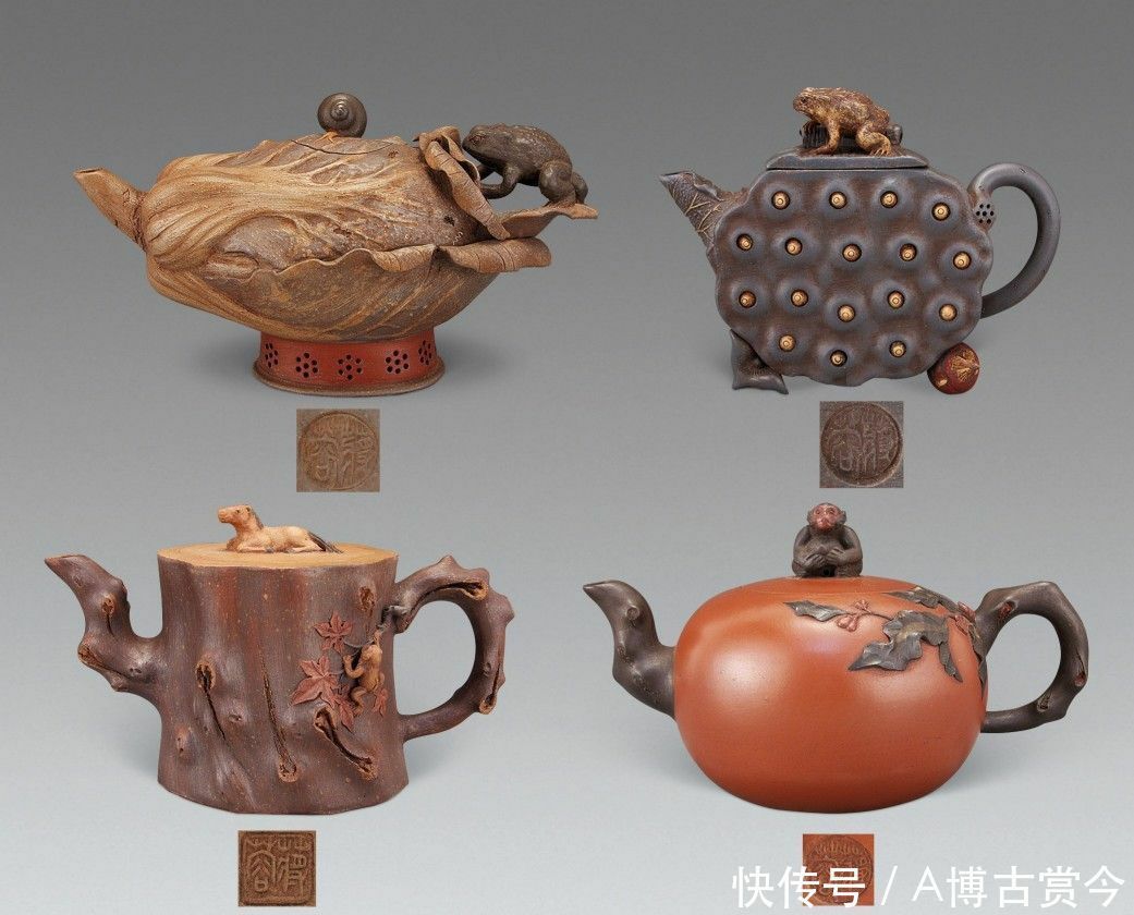 送料無料 民国 鉄画軒製 紫砂壺/急須・茶碗3客 甲骨文字 中国古玩骨董