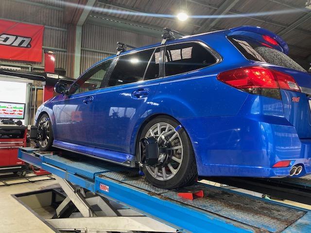 BR9 レガシィ 車高調取付け ブッシュ1G締め直し 4輪アライメント