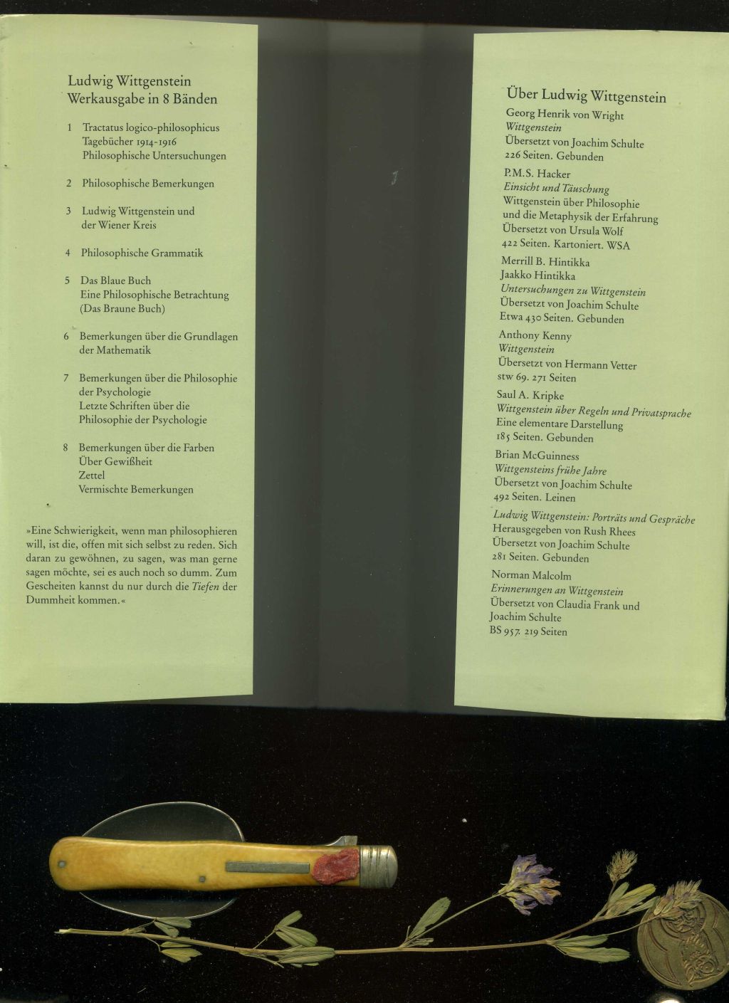 Ludwig Wittgenstein. Werkausgabe in 8 Bänden. Nur Band 1