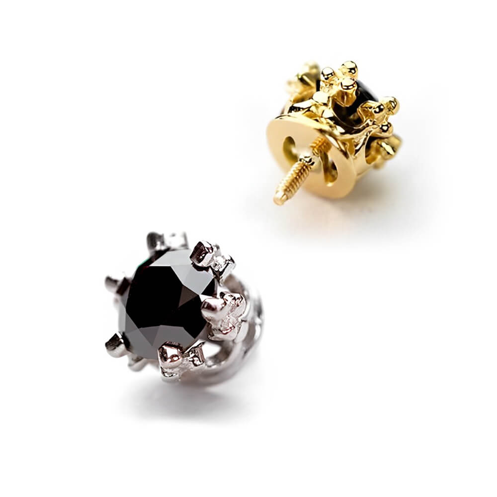 K18金 プラチナ ブラックダイヤモンド ボディピアス・軟骨ピアス