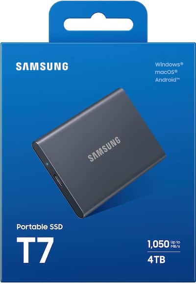 Samsung T7 4TB External USB 3.2 Gen 2 Portable SSD with Hardware