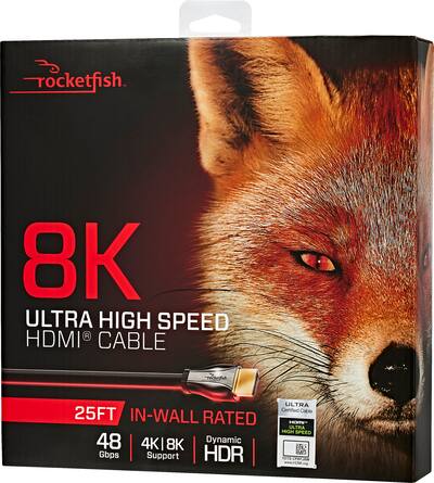 Rocketfish™ 25' 8K Ultra High Speed HDMI 2.1 Certified Cable Black