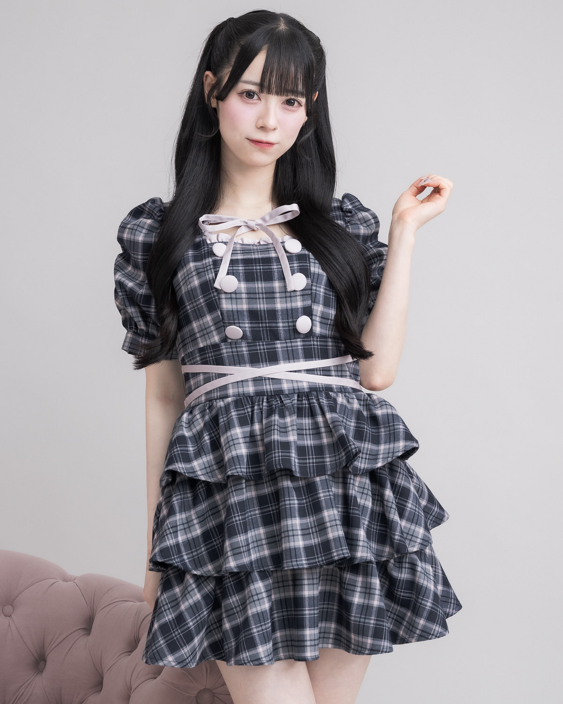 クロスベルト半袖ティアードミニワンピース – pium