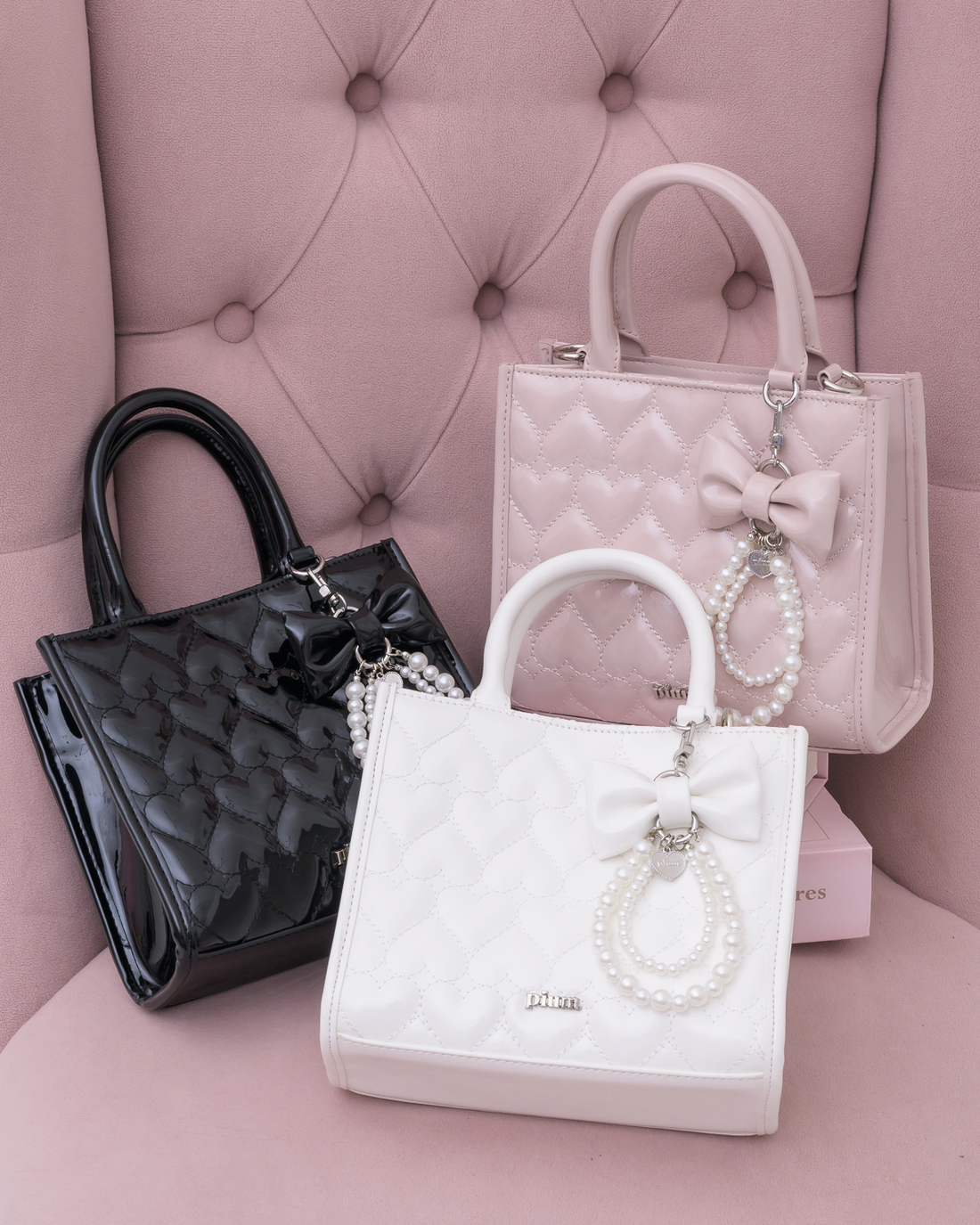 チャーム付きハートキルティングトート – pium