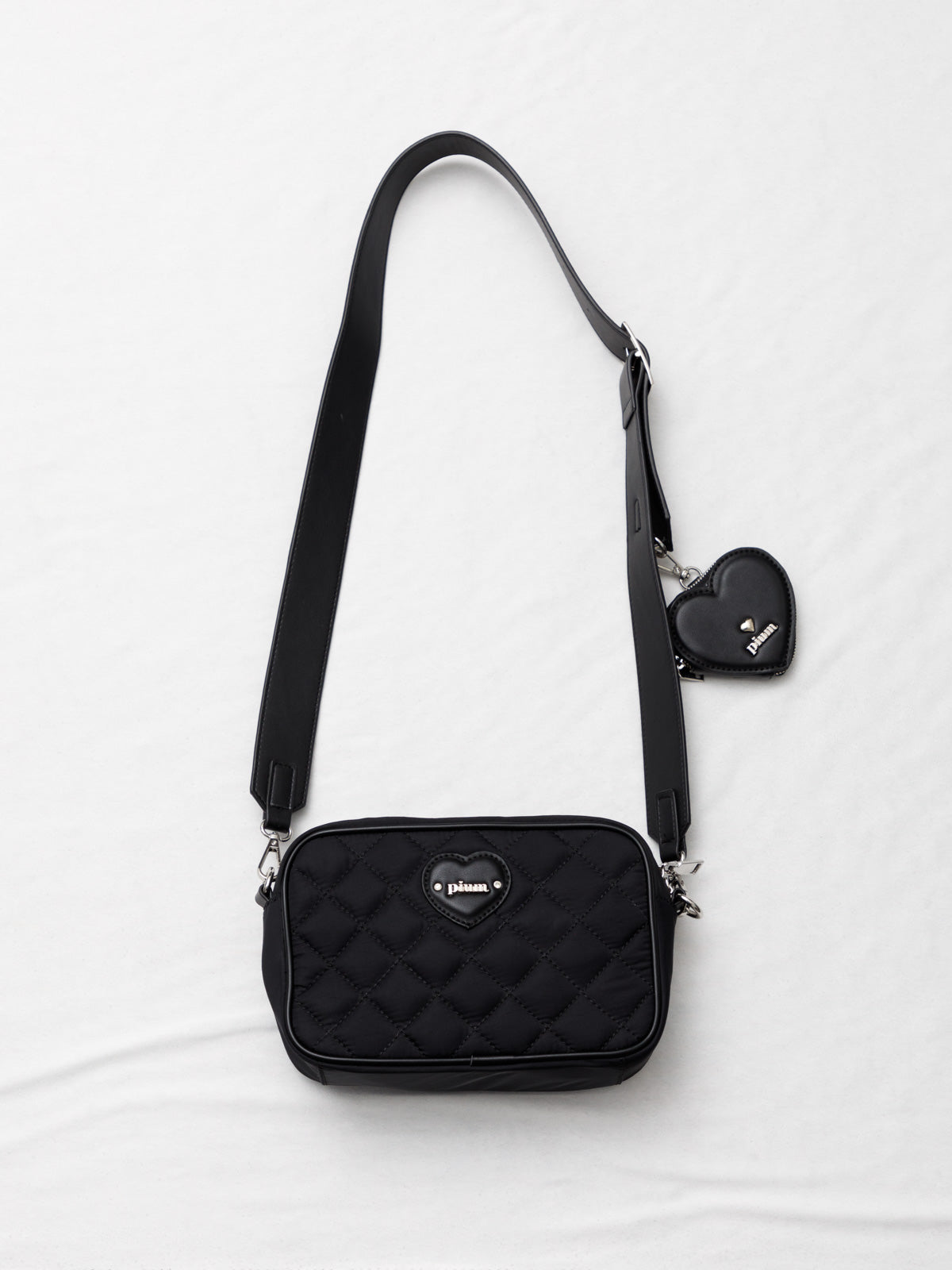 ハートポーチ付きナイロンスクエアショルダーバッグ – pium