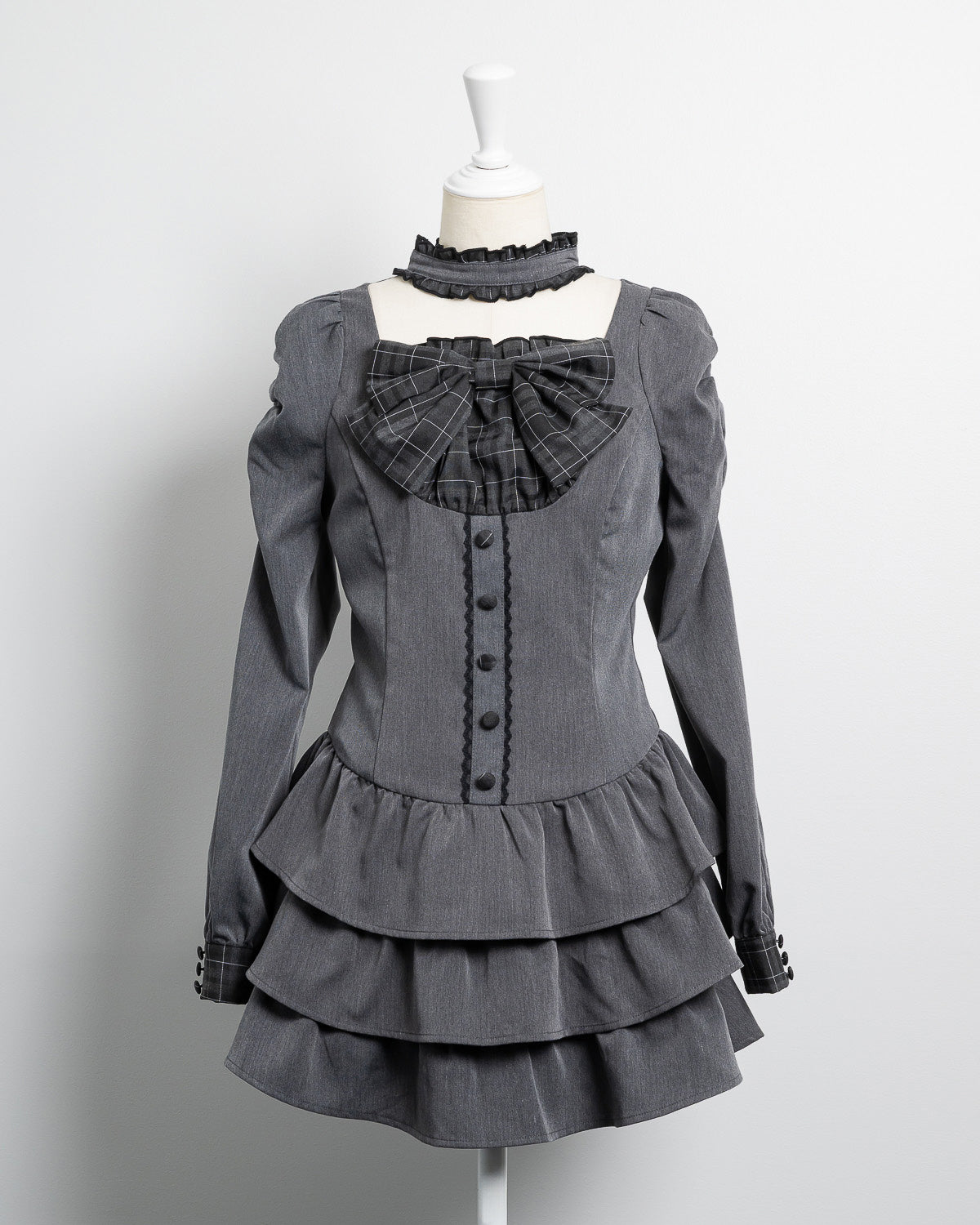 フロントリボンチョーカーティアードミニワンピ – pium