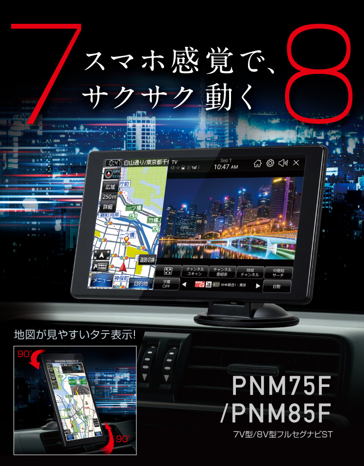 PNM75F PNM85F 製品の特徴｜ポータブルカーナビゲーション｜PIXYDA